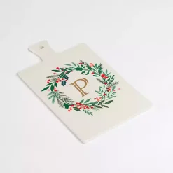 Monogram P Christmas Wreath Serving Board