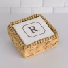 Monogram R Beaded Napkin Holder Set