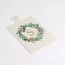 Monogram S Christmas Wreath Serving Board