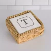 Monogram T Beaded Napkin Holder Set