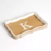 Monogrammed K Scalloped Wood Tray
