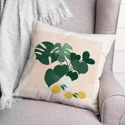 Monstera and Lemons Outdoor Pillow