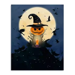 Moonlit Jack O Lantern Canvas Art Print, 16x20