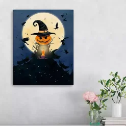 Moonlit Jack O Lantern Canvas Art Print, 16x20