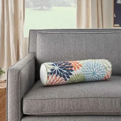 Multicolor Floral Outdoor Bolster Pillow