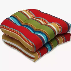 Multicolor Striped Outdoor Seat Cushions, Set of 2