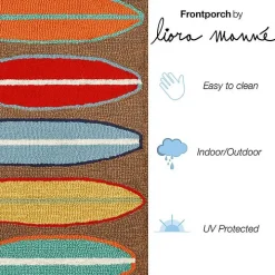 Multicolor Surfboard Outdoor Accent Rug, 30x20