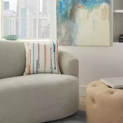 Multicolor Woven Dotted Lines Pillow