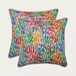 Multicolor Zinnia Outdoor Pillows, Set of 2