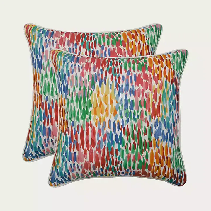 Multicolor Zinnia Outdoor Pillows, Set of 2