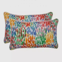 Multicolor Zinnia Outdoor Lumbar Pillows, Set of 2