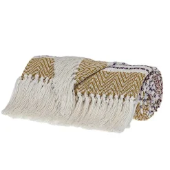 Mustard Herringbone Multi Striped Throw