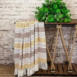 Mustard Herringbone Multi Striped Throw