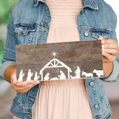 Nativity Silhouette Wood Wall Plaque