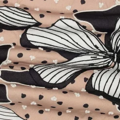 Natural & Black Embroidered Floral Throw Pillow