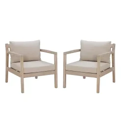 Natural Acacia Wood 2-pc. Outdoor Accent Chair Set