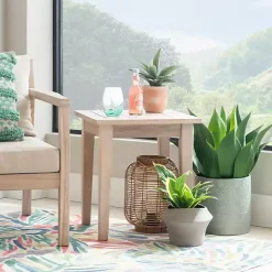 Natural Acacia Wood Slatted Outdoor Side Table