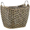 Natural and Black Seagrass Diamond Weave Basket
