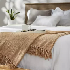 Natural Chenille Fringe Throw