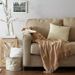 Natural Chenille Fringe Throw