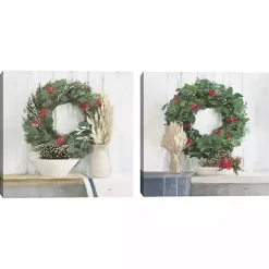 Natural Christmas Wreaths Canvas Prints, Set of 2