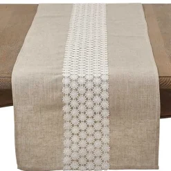 Natural Daisy Lace Linen Table Runner