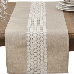 Natural Daisy Lace Linen Table Runner