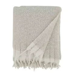 Natural Herringbone Faux Mohair Throw