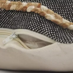 Natural Jute Braided Stripe Throw Pillow, 20 in.