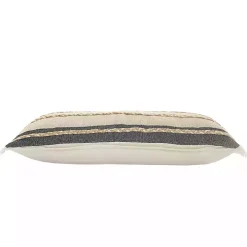 Natural Jute Braided Stripe Lumbar Pillow