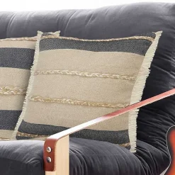 Natural Jute Braided Stripe Throw Pillow, 20 in.