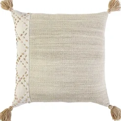 Natural Kantha Stitch Recycled Throw Pillow