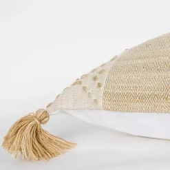 Natural Kantha Stitch Recycled Throw Pillow