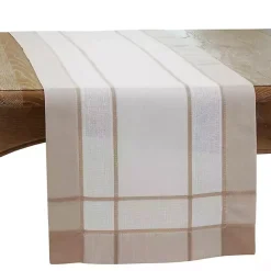 Natural Long Banded Border Table Runner, 108 in.