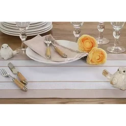 Natural Long Banded Border Table Runner, 108 in.