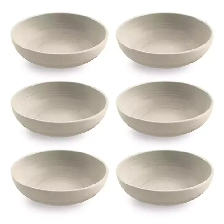 Natural Madden Melamine Low Bowls, Set of 6