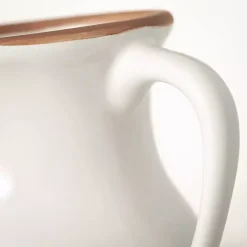 Natural Rimmed White Urn Vase