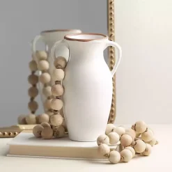 Natural Rimmed White Urn Vase