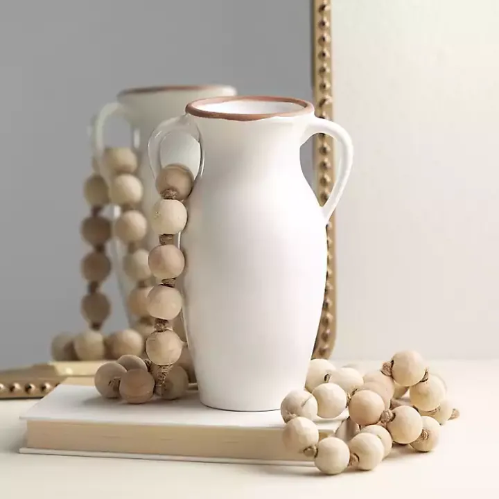 Natural Rimmed White Urn Vase