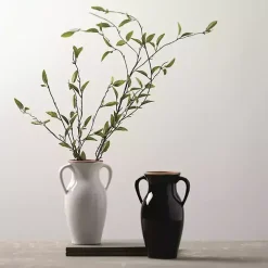 Natural Rimmed White Urn Vase