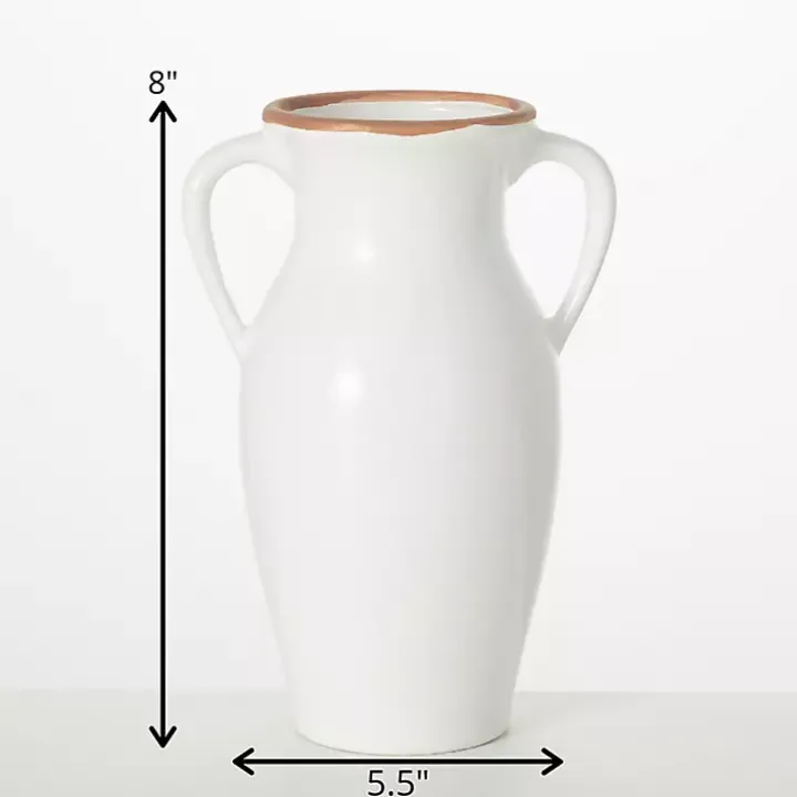 Natural Rimmed White Urn Vase