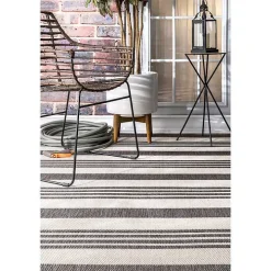 Natural Robin Stripe Outdoor Rug, 5x7
