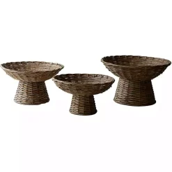Natural Wicker Compote Bowls, Set of 3