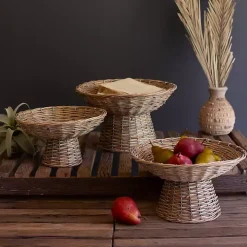 Natural Wicker Compote Bowls, Set of 3