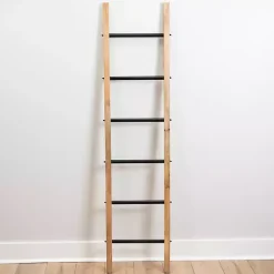 Natural Wood and Black Metal Ladder