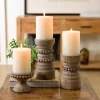Natural Wood Beaded 3-pc. Pillar Candle Holder Set