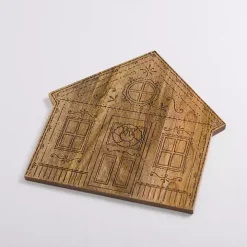 Natural Wood Gingerbread House Serving Board