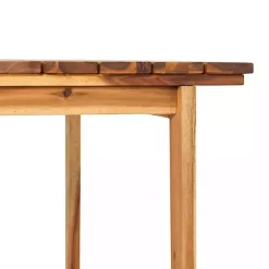 Natural Wood Slatted Box Leg Outdoor Dining Table