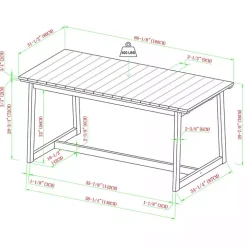 Natural Wood Slatted Box Leg Outdoor Dining Table