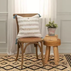 Nautical Stripe & Blue Tassel Pillow